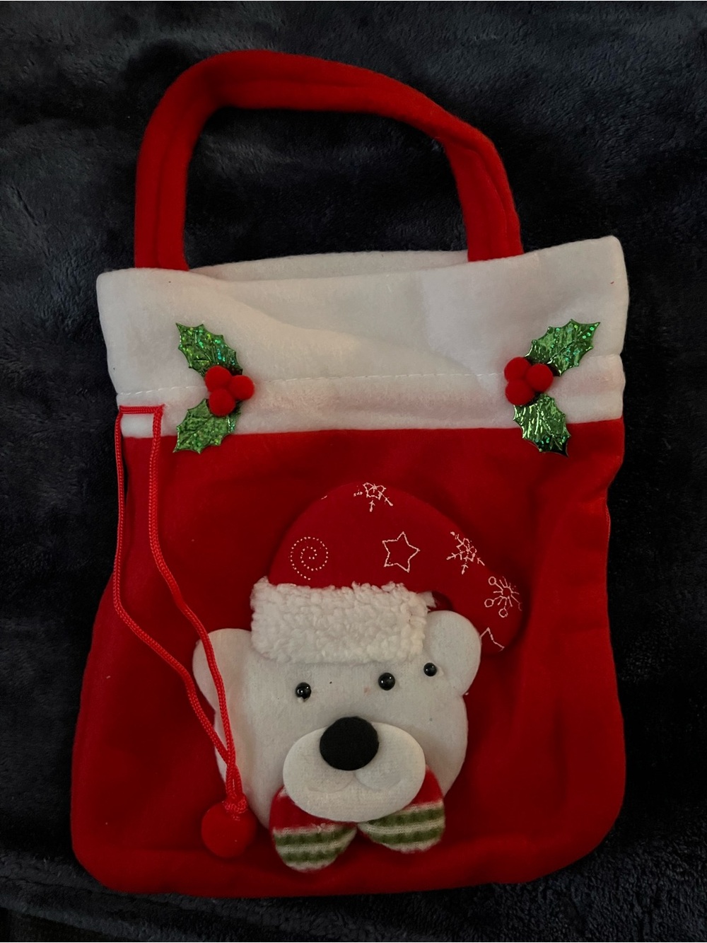 NEW 20 pieces Kids Holiday Plush Bear Tote Bag in Red and White